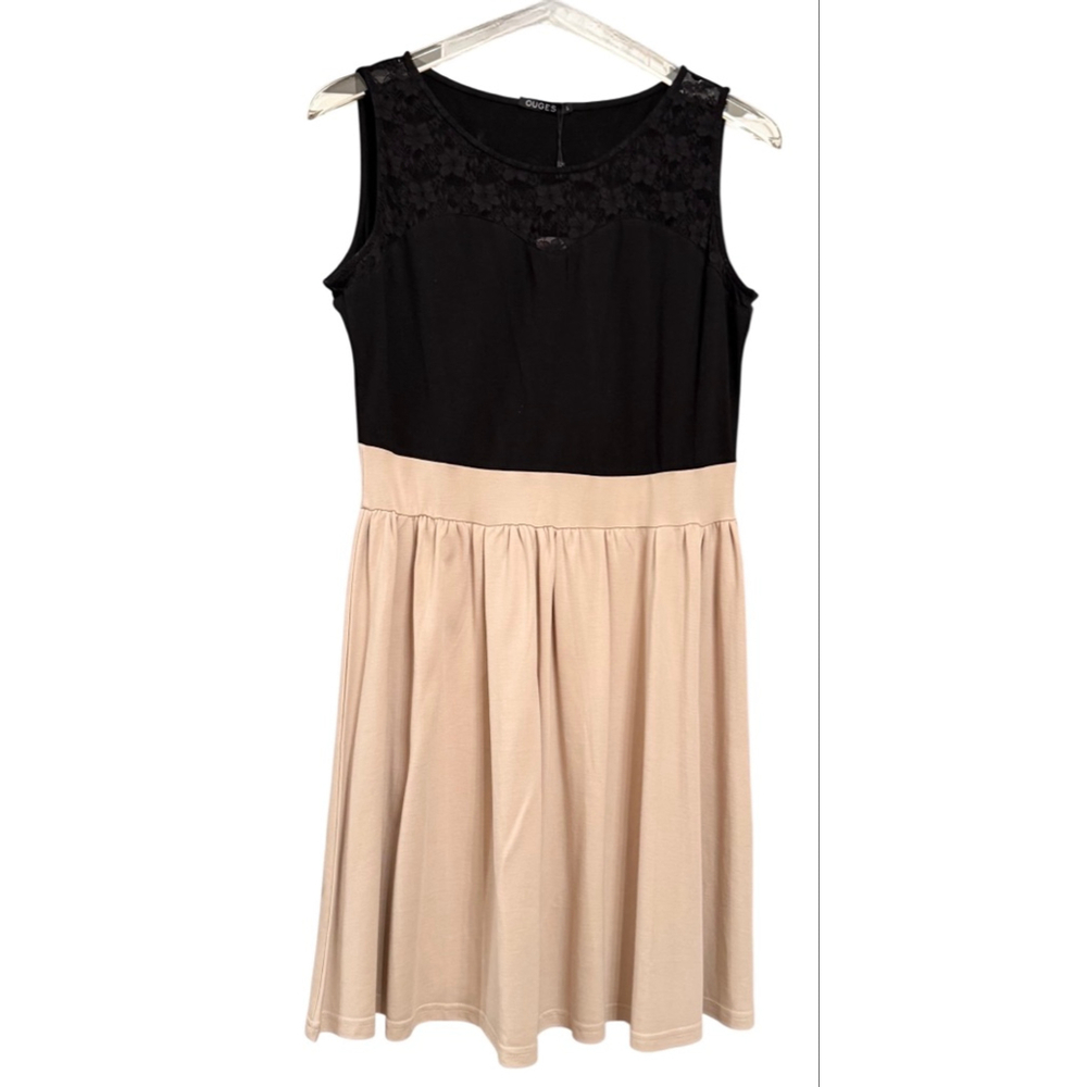 NWT Women's Ouges Black Beige Lace Sleeveless Min… - image 2